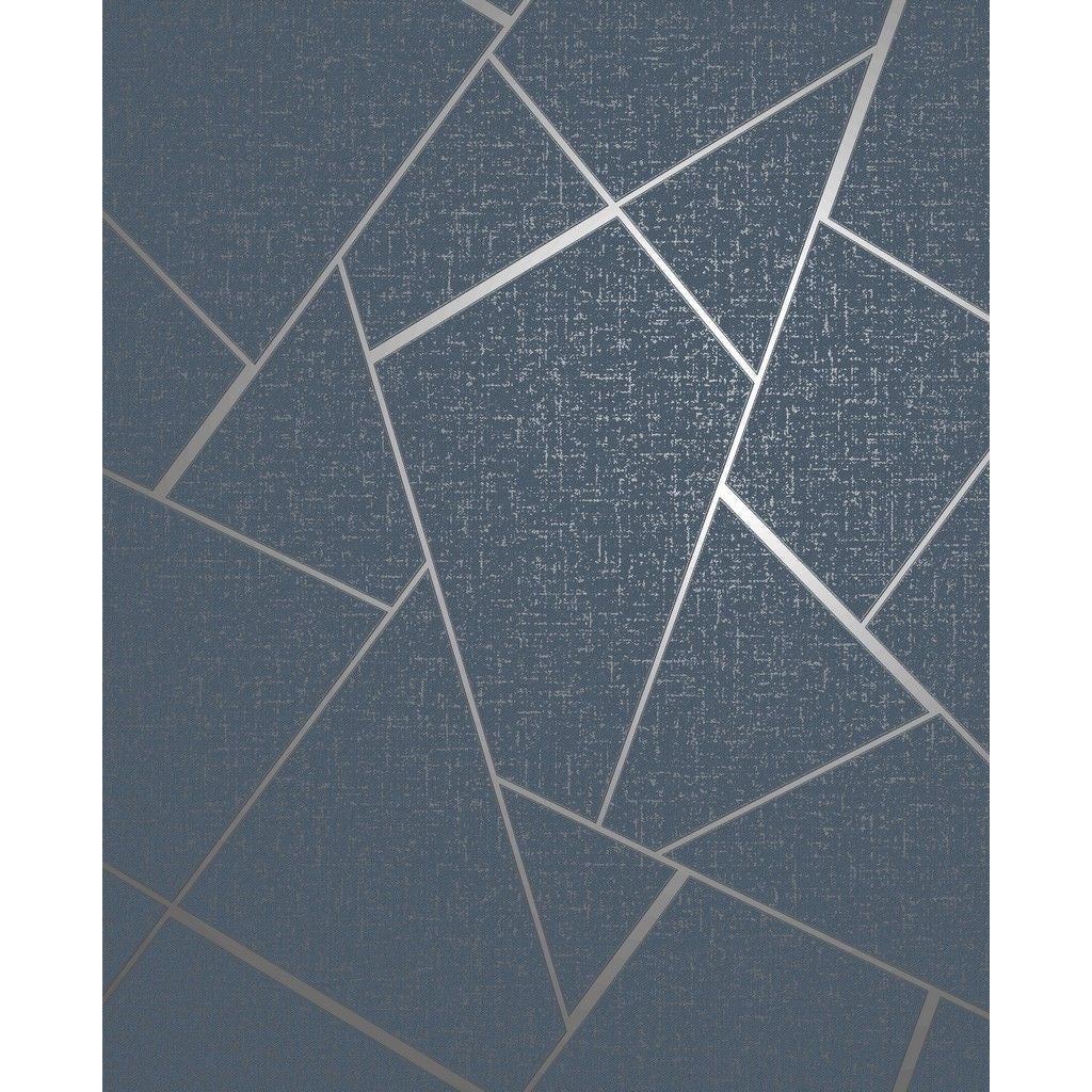 Fine Decor Quartz Fractal Navy / Silver Wallpaper (FD42683)