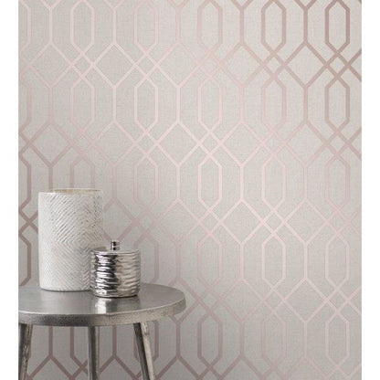 Fine Decor Quartz Trellis Rose Gold Wallpaper (FD42306)