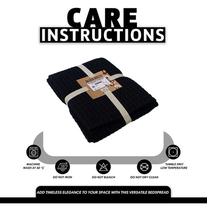 Florian Checked Throw Blanket Black Bedspread for Sofas Armchairs Sofa Settee Couch Beds & Couches by OLIVIA ROCCO