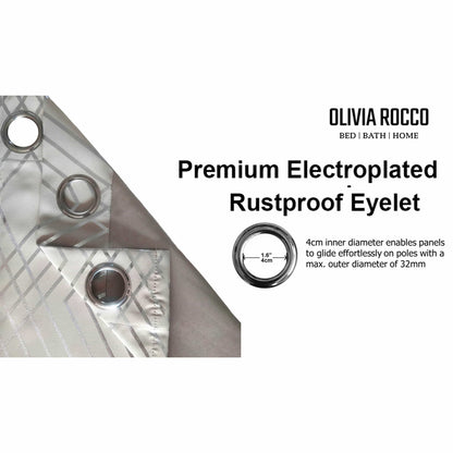 Geometric Natural Sparkle Blackout Curtains Soft Thermal Insulated Eyelet Ring Top Living Room & Bedroom Drapes by OLIVIA ROCCO