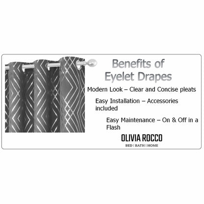 Geometric Silver Sparkle Blackout Curtains Soft Thermal Insulated Eyelet Ring Top Living Room & Bedroom Drapes by OLIVIA ROCCO