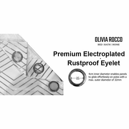 Geometric White Sparkle Blackout Curtains Soft Thermal Insulated Eyelet Ring Top Living Room & Bedroom Drapes by OLIVIA ROCCO