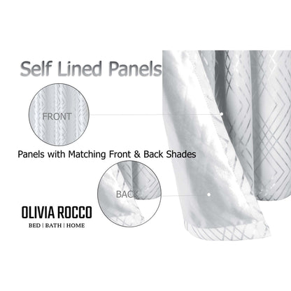 Geometric White Sparkle Blackout Curtains Soft Thermal Insulated Eyelet Ring Top Living Room & Bedroom Drapes by OLIVIA ROCCO