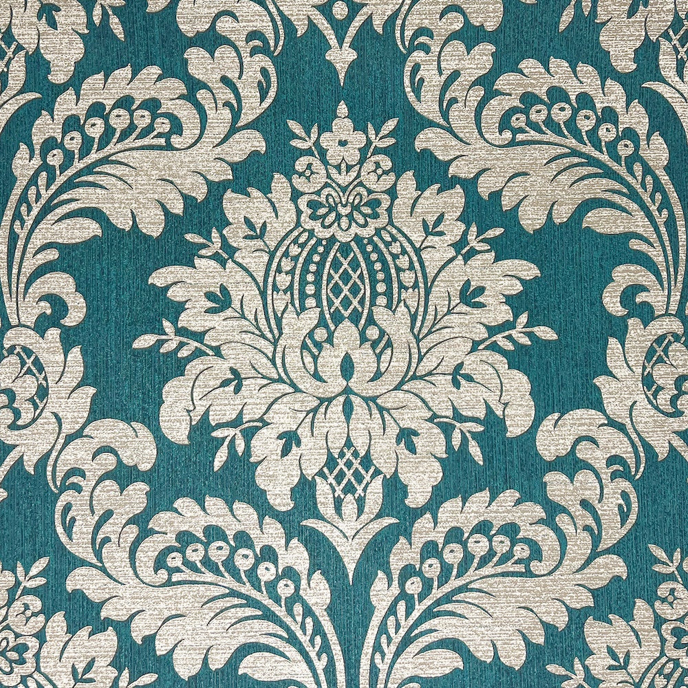 Graham & Brown Archive Damask Teal & Gold Wallpaper (119969)