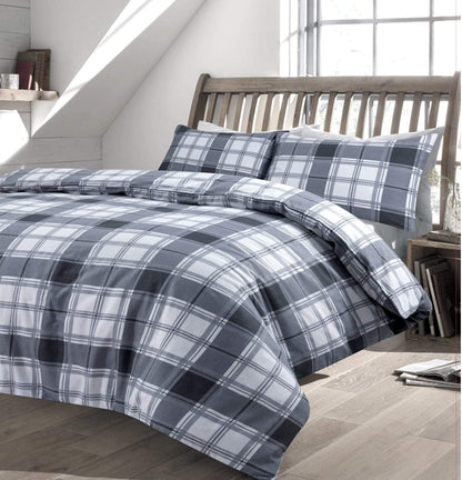 Highland Tartan Luxurious Duvet Set Super Soft Brushed Cotton Flannel Bedding OEKO-TEX Certified Elegant Quilt Cover for Master Suite or Guest Room by OLIVIA ROCCO