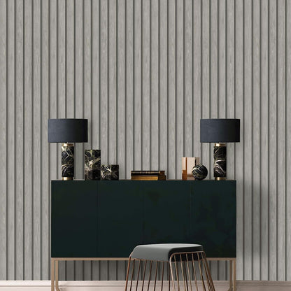 Holden Wood Slat Grey Wallpaper (13133)