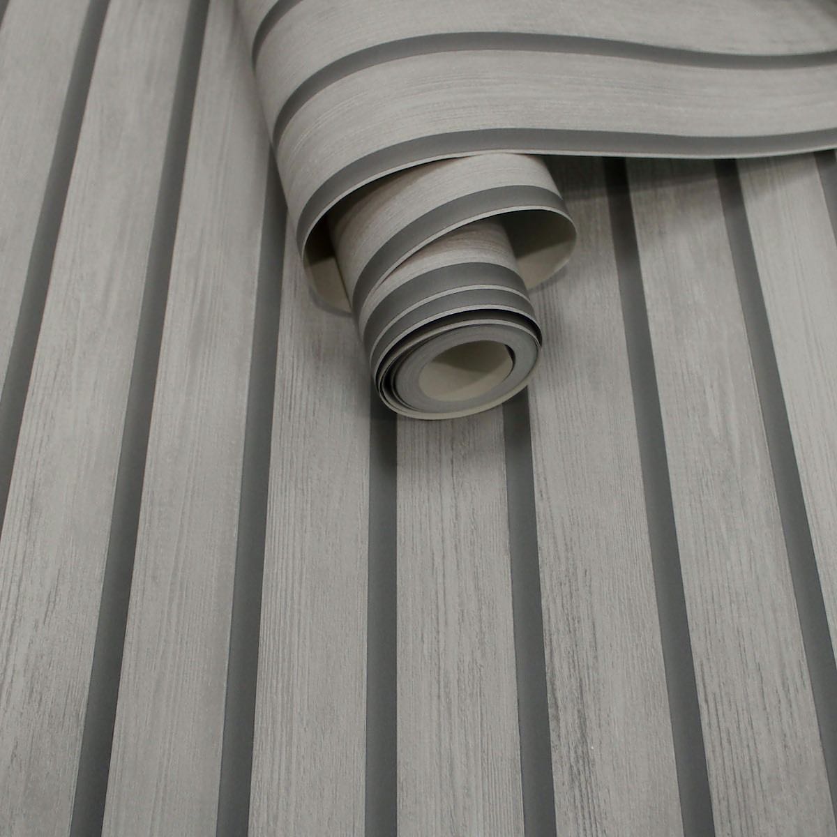 Holden Wood Slat Grey Wallpaper (13133)