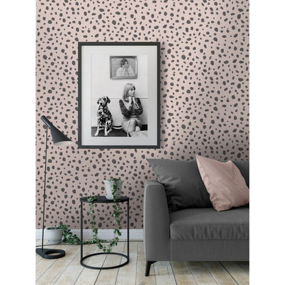 Holden Dalmations Grey and Pink Wallpaper (12941)