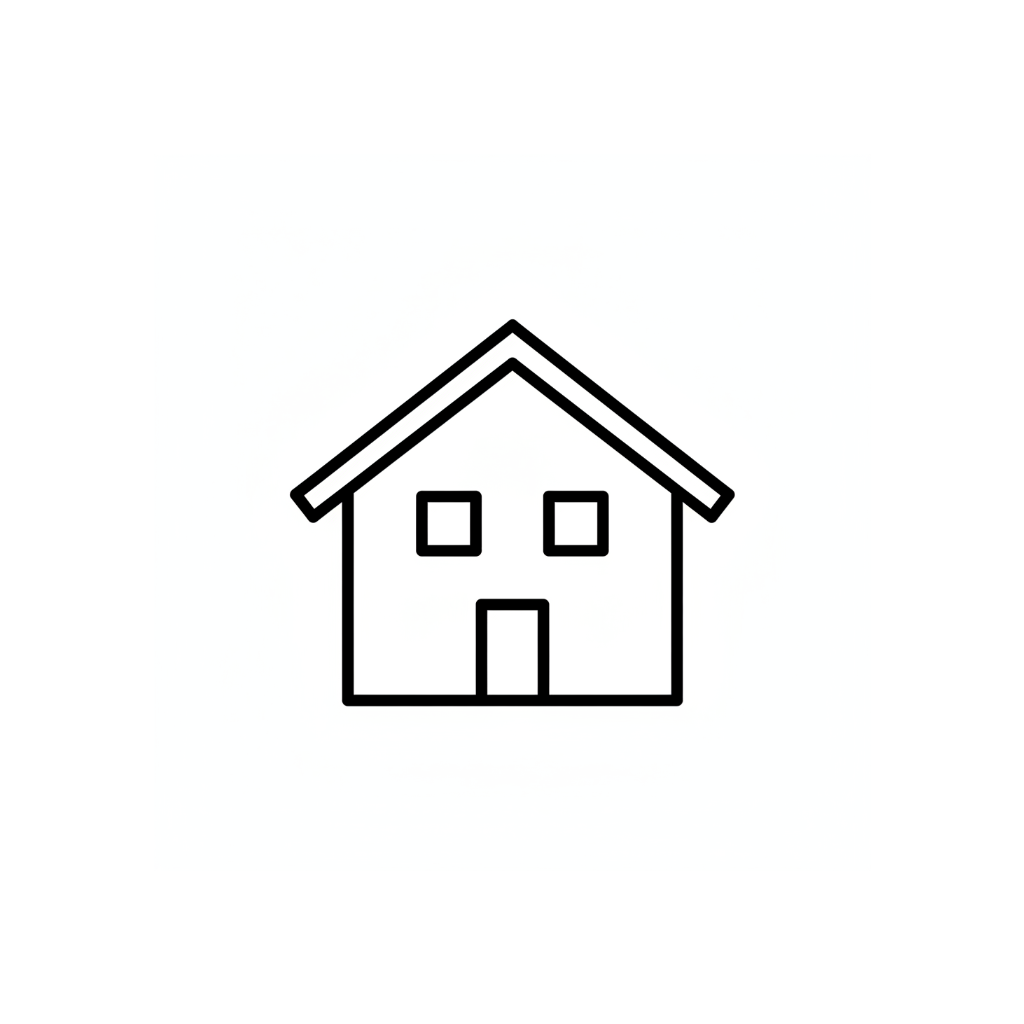 house icon with windows and door in black and white