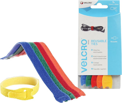 VELCRO® Adjustable Ties – Pack of 5 (12mm x 20cm)