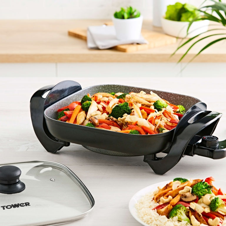 Tower Black Electric Skillet – 1500W