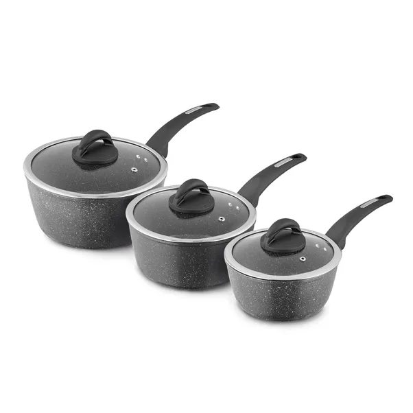 Basiks Carbon Steel Saucepan Set 3 Piece