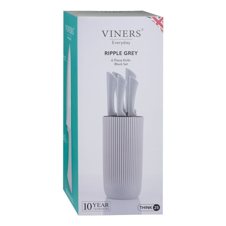 Viners Everyday Grey Ripple Knife Block 5 Piece