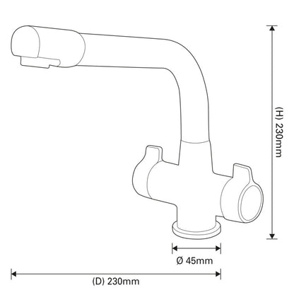 SupaPlumb Mono Block Mixer Sink Tap – H: 230mm, D: 230mm, Diameter: 45mm