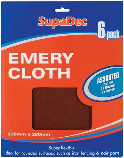 SupaDec Emery Cloth - Pack of 6 (Assorted)
