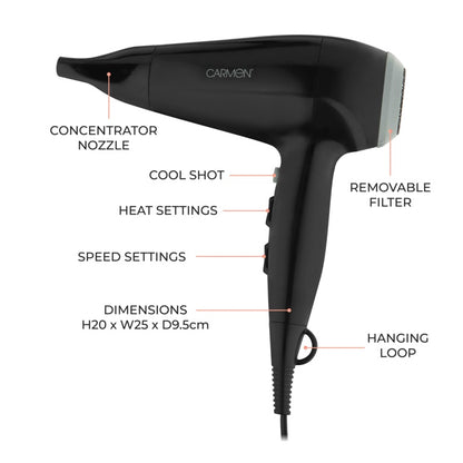 Carmen Black & Grey Hair Dryer 2200W