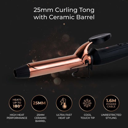 Carmen Noir 11 Curling Tong (25mm) - Black