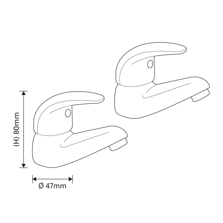 SupaPlumb Eiger Basin Taps – H: 80mm D: 120mm Diameter: 47mm