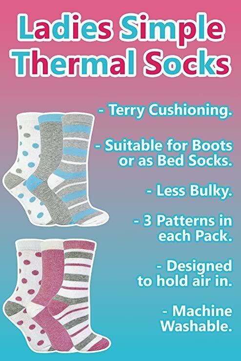 RJM Ladies Patterned Thermal Socks 3 Pack