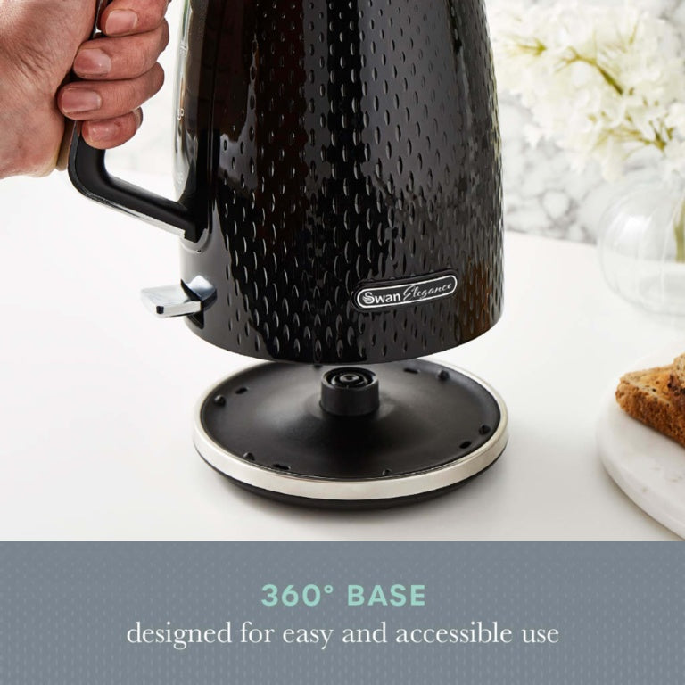 Swan Textured Jug Kettle 1.7L In Black