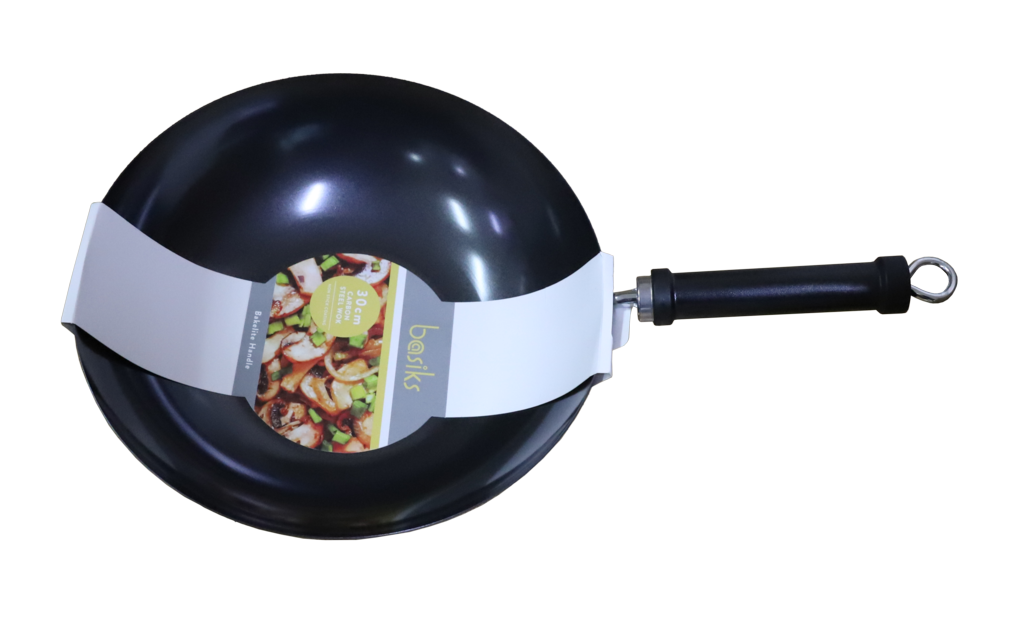 Basiks Carbon Steel Wok With Bakelite Handle 30CM