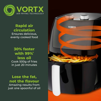 Tower Vortx Vizion Black Air Fryer 7L