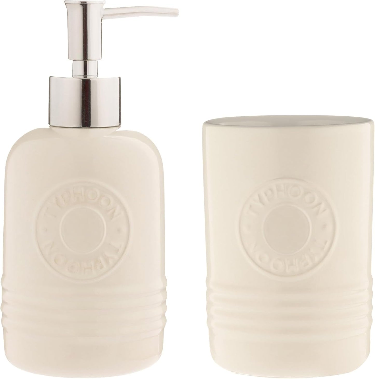 Typhoon Soap Dispenser & Tumbler Set – Cream