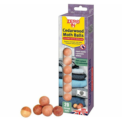 Zero In Cedarwood Clothes Moth Repeller Balls - Pack of 20
