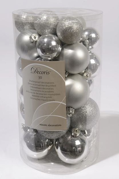 Kaemingk Shatterproof Baubles - 60mm, Mixed Pack 30