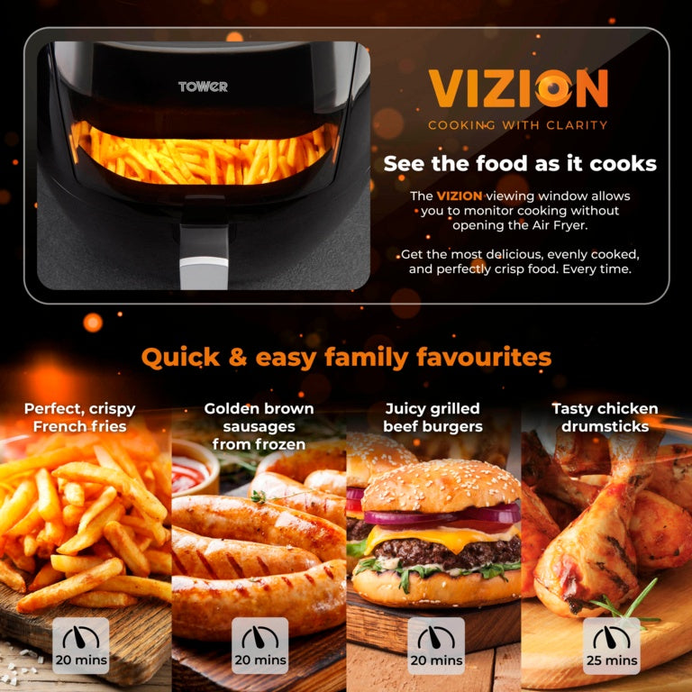 Tower Vortx Vizion Black Air Fryer 7L