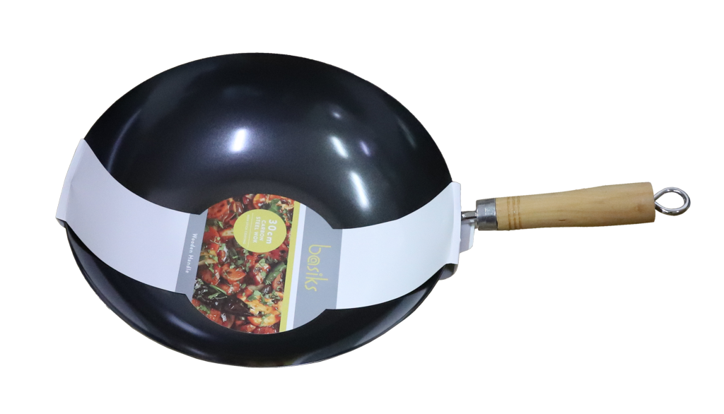 Basiks Carbon Steel Wok + Wood Handle 30CM