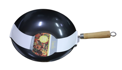 Basiks Carbon Steel Wok + Wood Handle 30CM