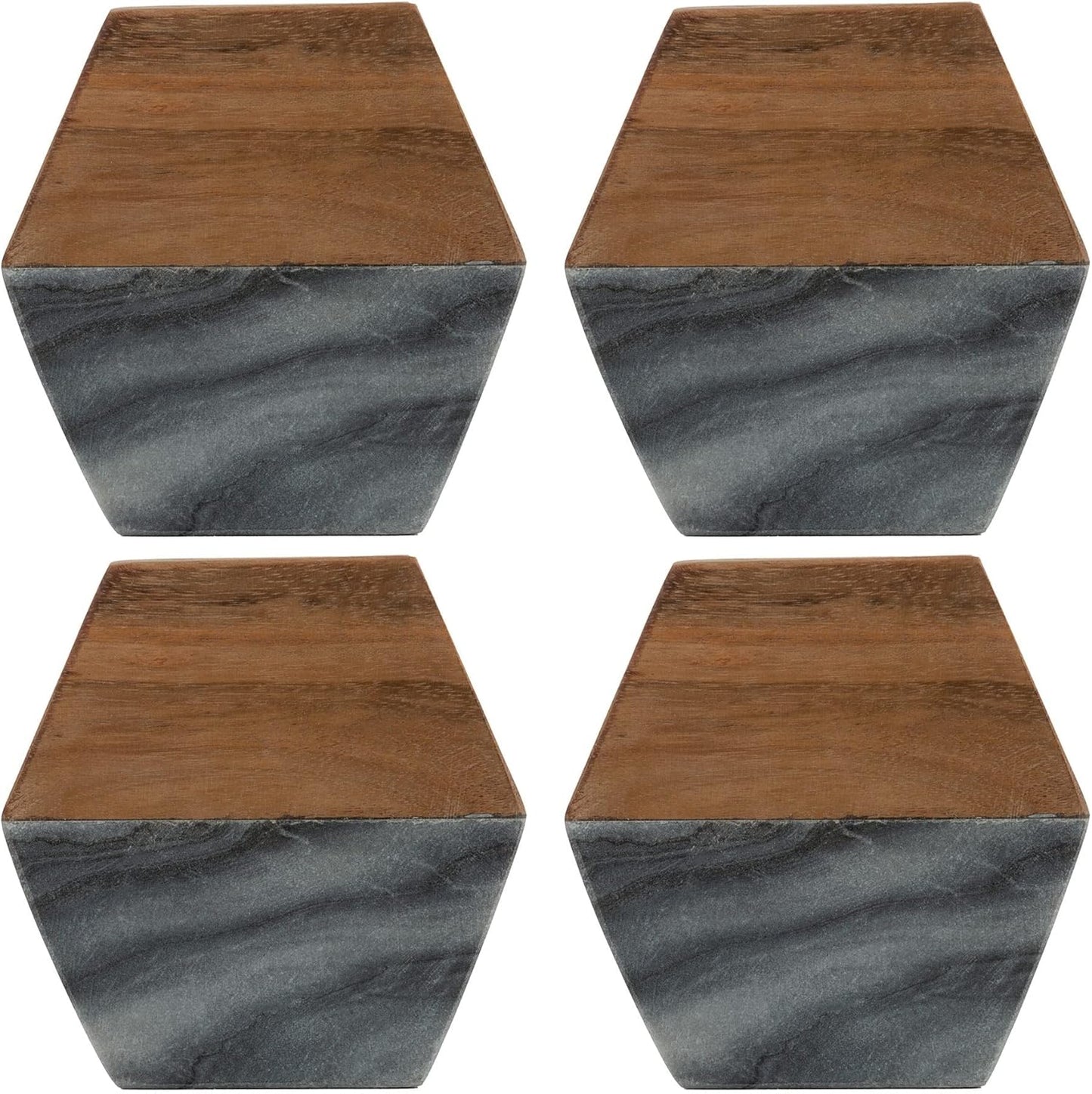 Typhoon Elements Marble & Acacia Coasters – Set of 4