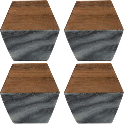 Typhoon Elements Marble & Acacia Coasters – Set of 4