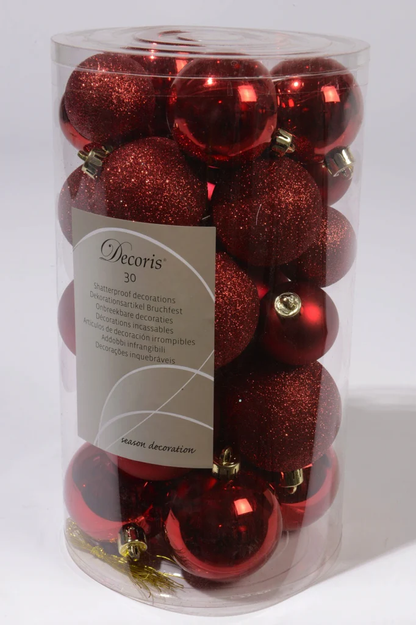 Kaemingk Shatterproof Baubles - 60mm, Mixed Pack 30