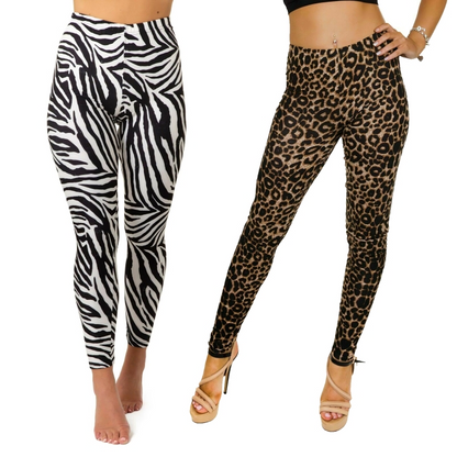 RJM Ladies Animal Print Velvet Plush Thermal Leggings