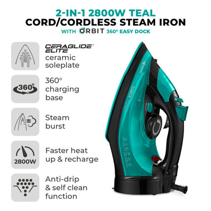 Tower Ceraglide Iron Cord /Cordless Teal (2800W)