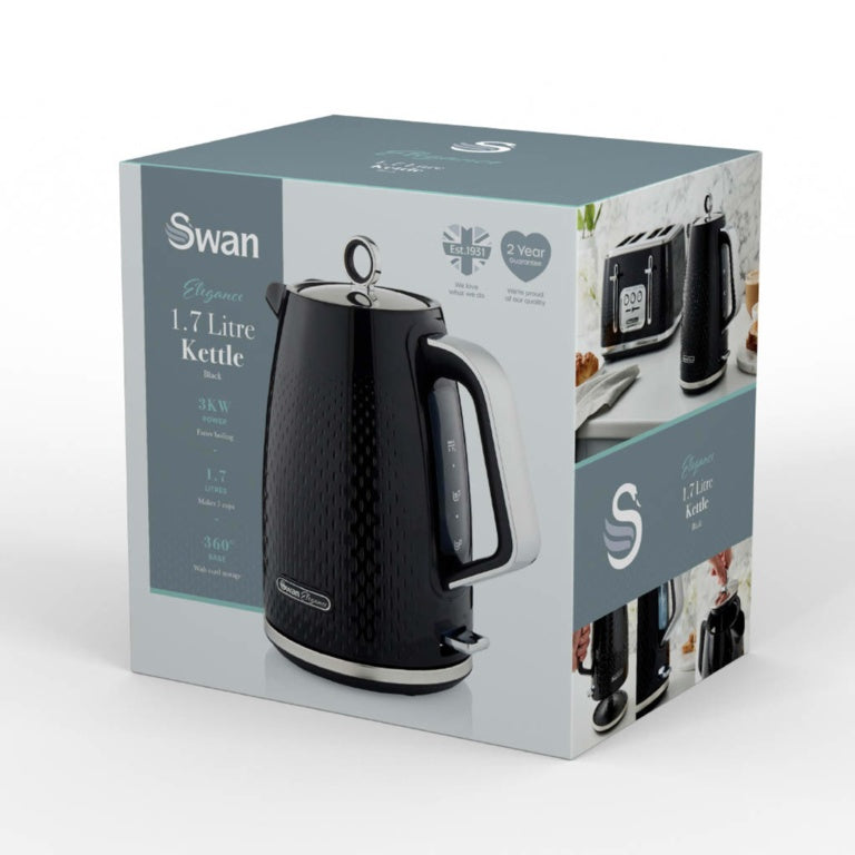 Swan Textured Jug Kettle 1.7L In Black