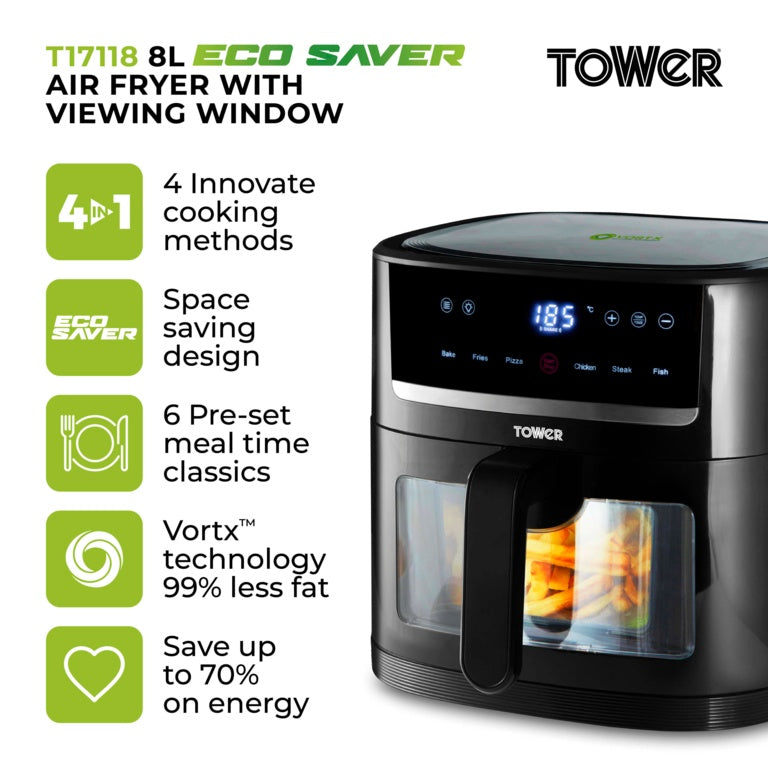 Tower Vortx Spacesaver Black Air Fryer