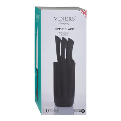 Viners Everyday Black Ripple Knife Block 5 Piece