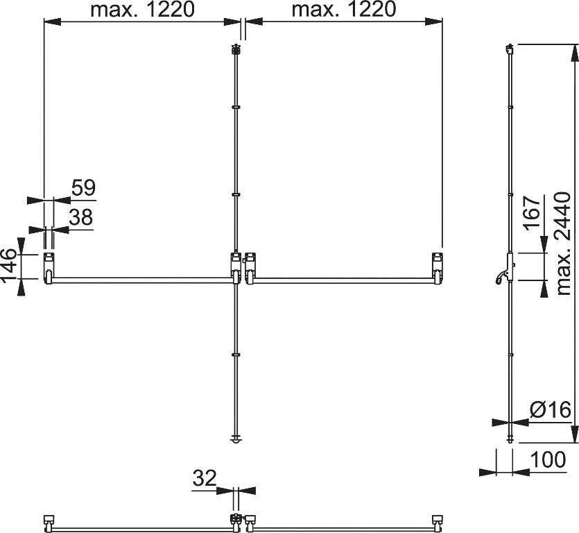 Arrone Push Bar Panic Exit For Double Door