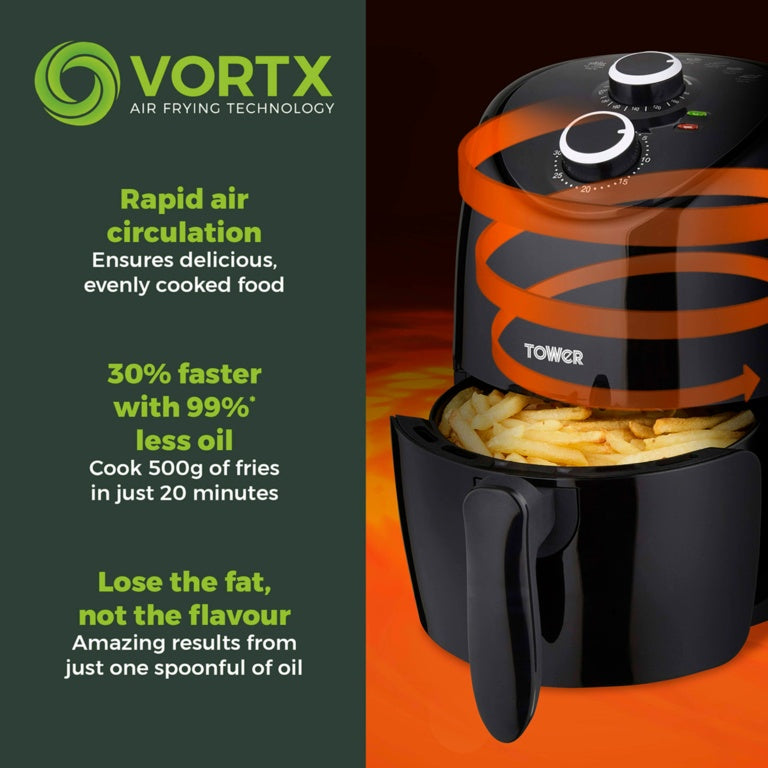 Tower Vortx Black Air Fryer 2L