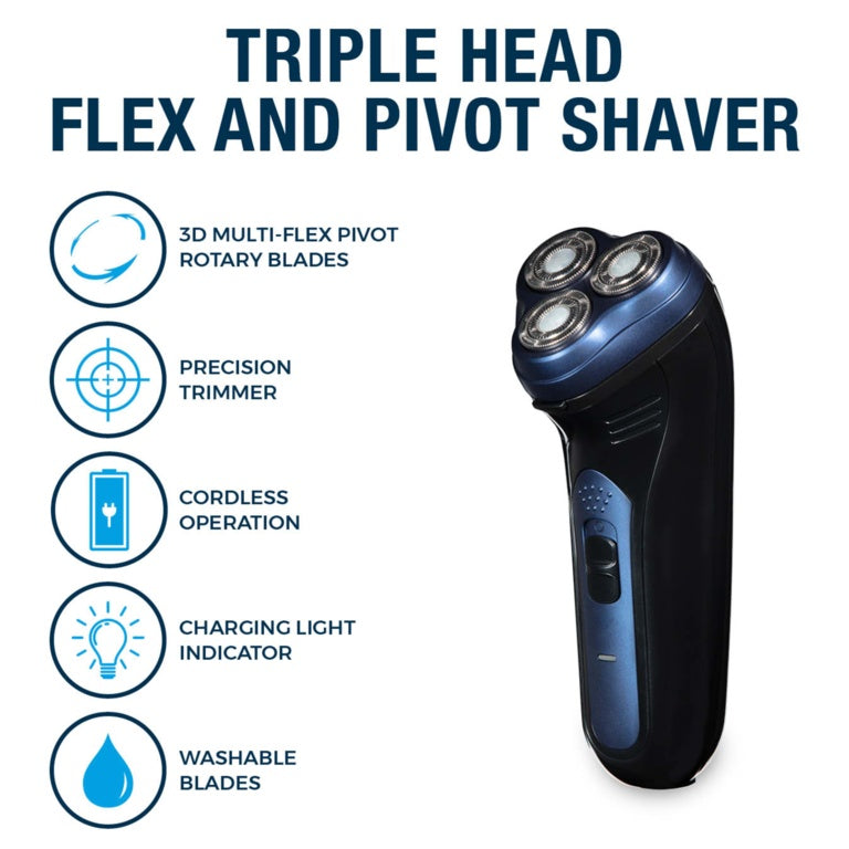 Carmen Mens Triple Head Flex Shaver