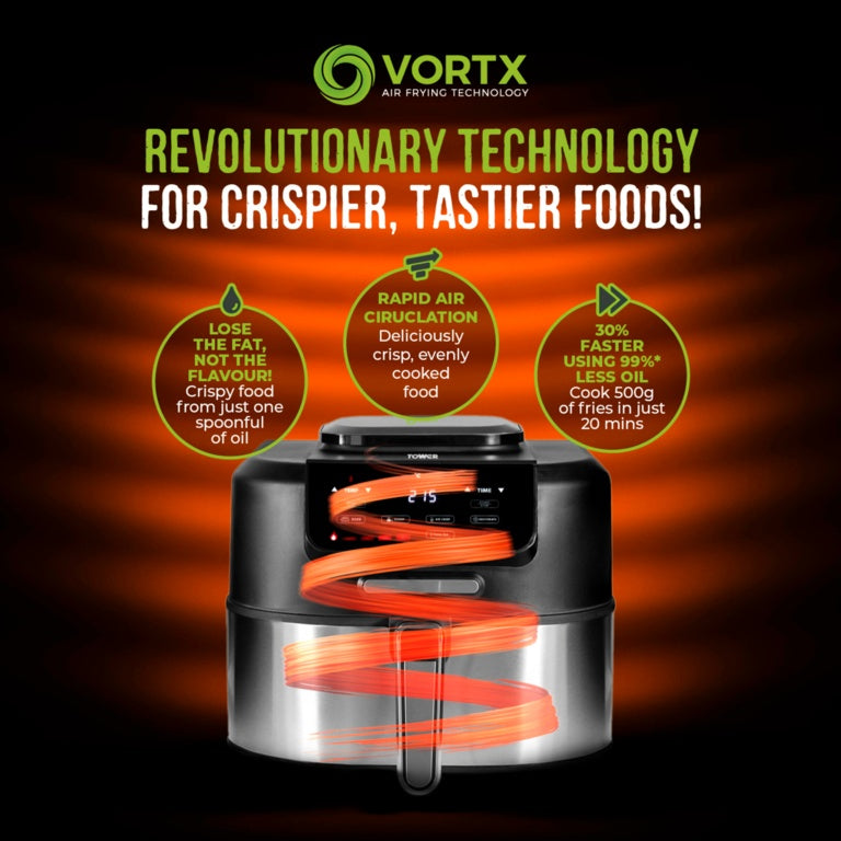 Tower Vortx Smokeless Grill 5.6L Stainless Steel & Black