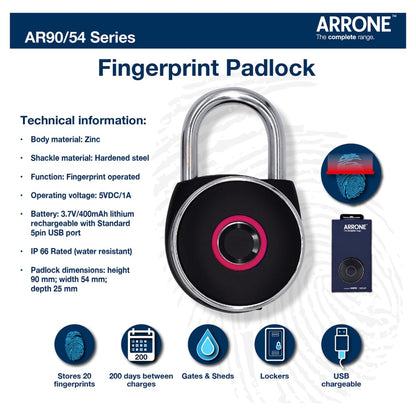 Arrone Fingerprint Padlock