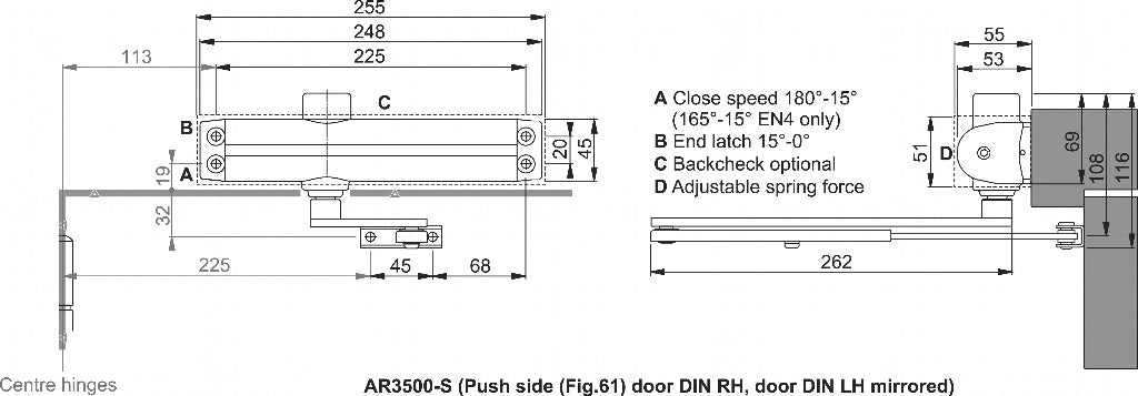 Arrone Power Adjustable Door Closer 2-4