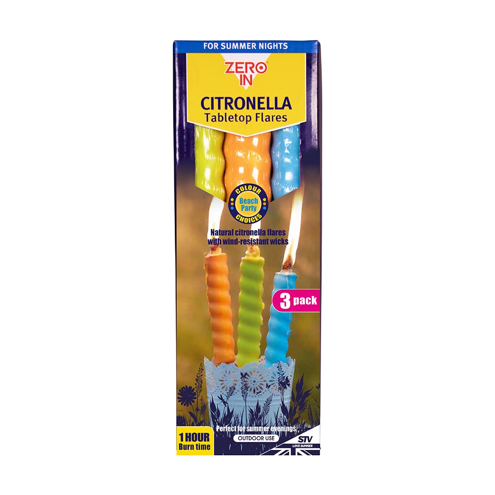 Zero In Table Top Citronella Flares Pack of 3 – Beach Party Edition