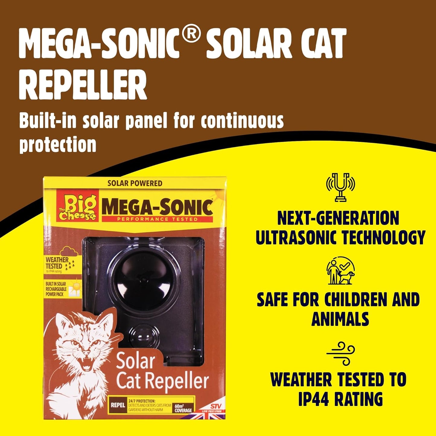The Big Cheese Mega-Sonic - Solar Cat Repeller