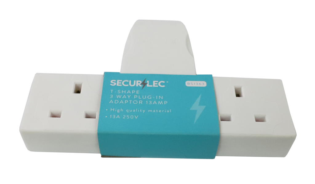 Securlec T Shaped 3 Way Plug In Adaptor 13A 240V