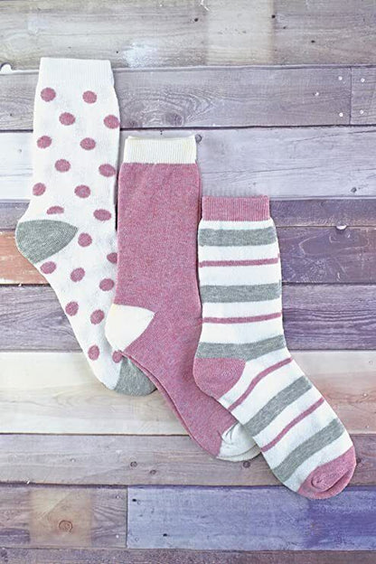 RJM Ladies Patterned Thermal Socks 3 Pack